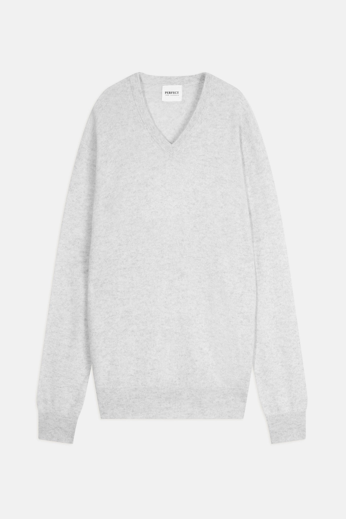 alexander pull col v gris perle chiné 100% cachemire