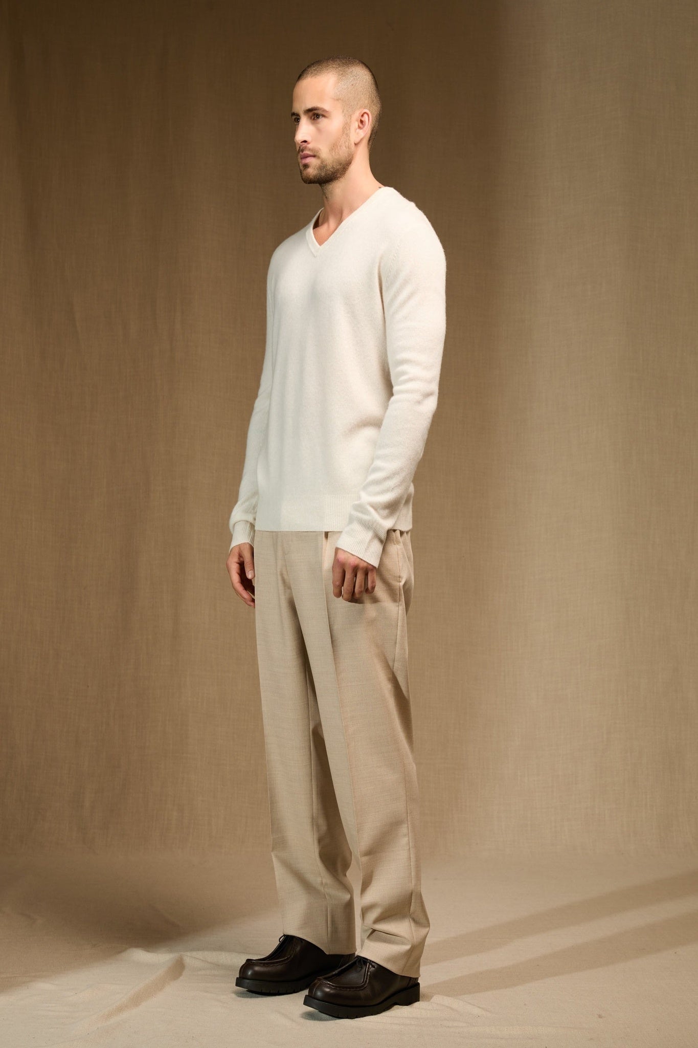 alexander pull col v ivoire 100% cachemire