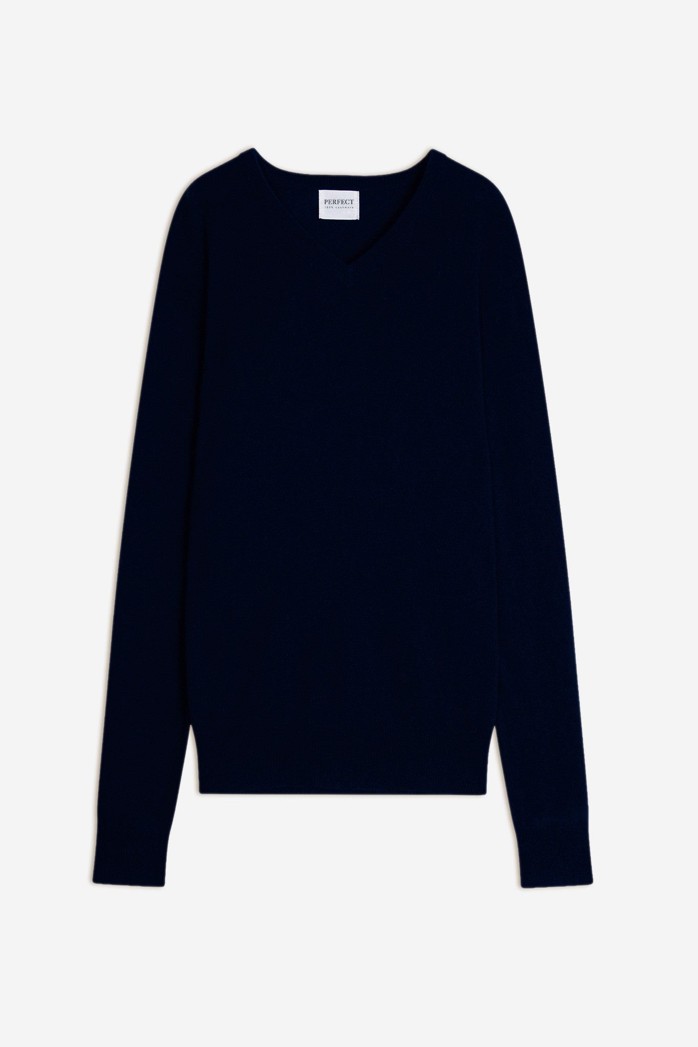 alexander pull col v navy 100% cachemire