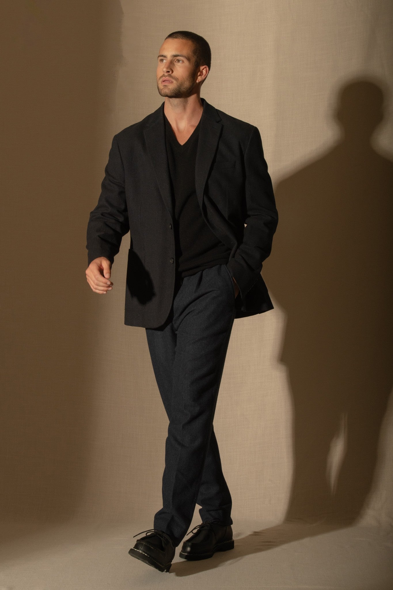 alexander pull col v noir 100% cachemire