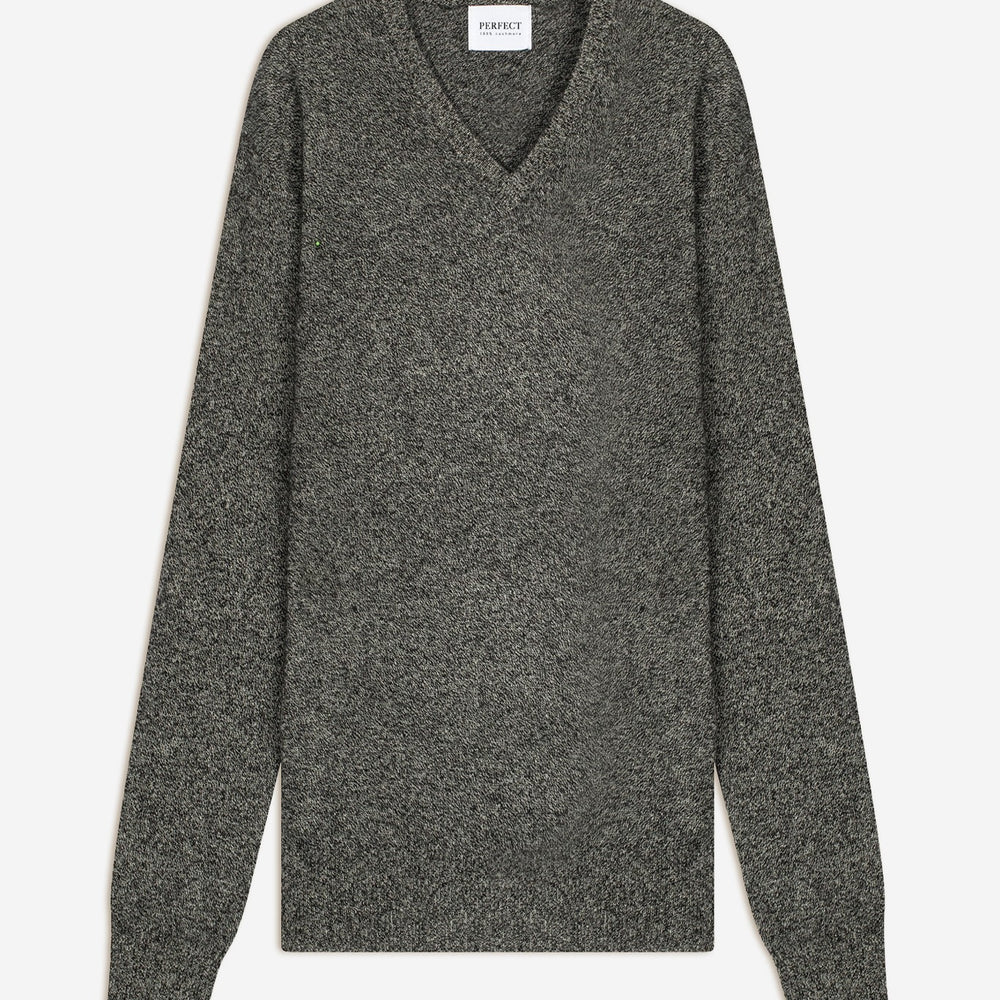 alexander pull col v noir/blanc 100% cachemire