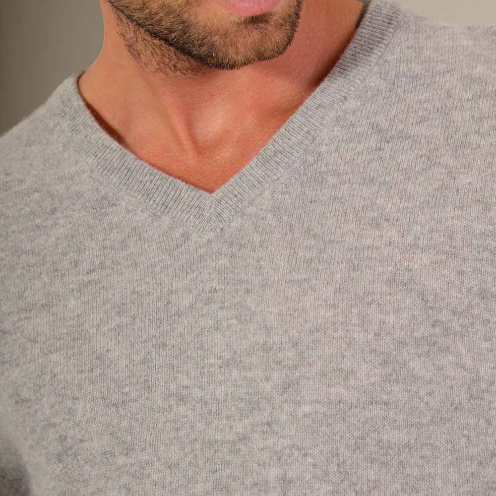 alexander pull col v nuage chiné 100% cachemire