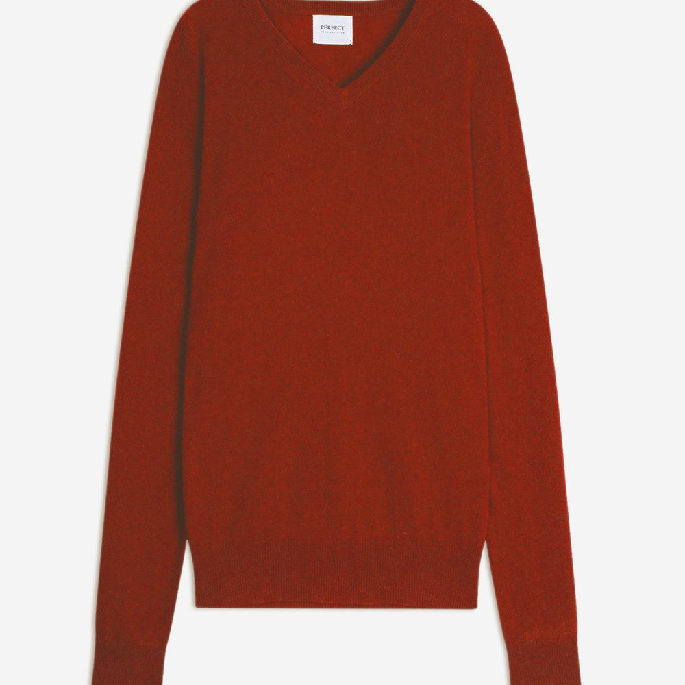 alexander pull col v paprika 100% cachemire