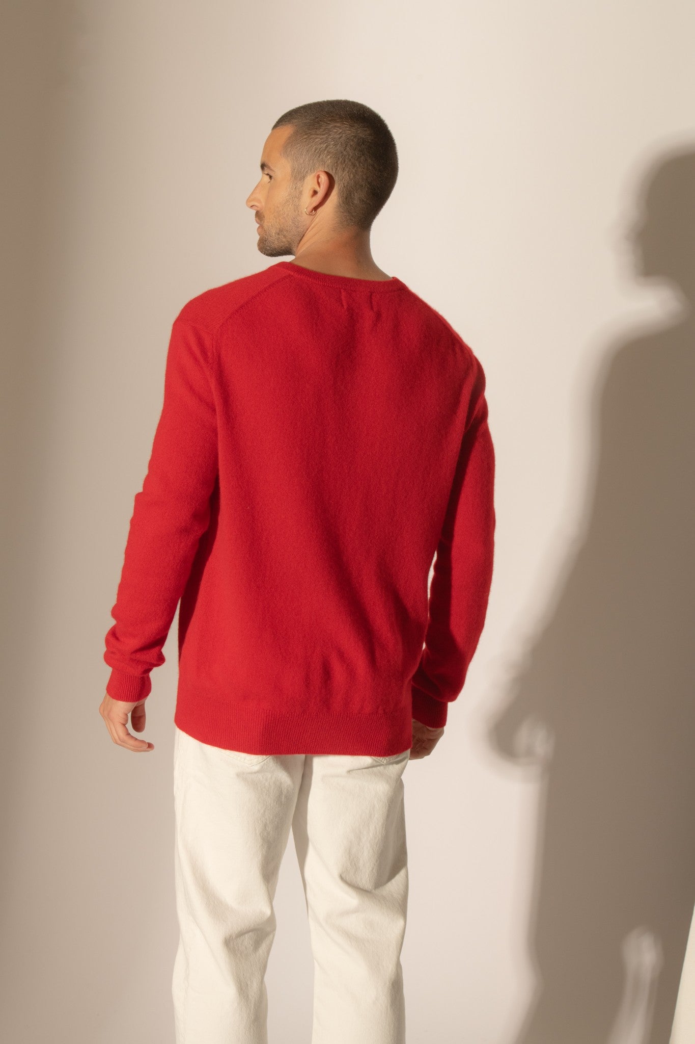 alexander pull col v rouge 100% cachemire