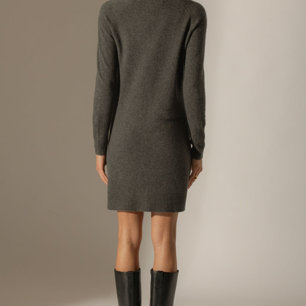 amanda robe col roulé anthracite chiné 100% cachemire