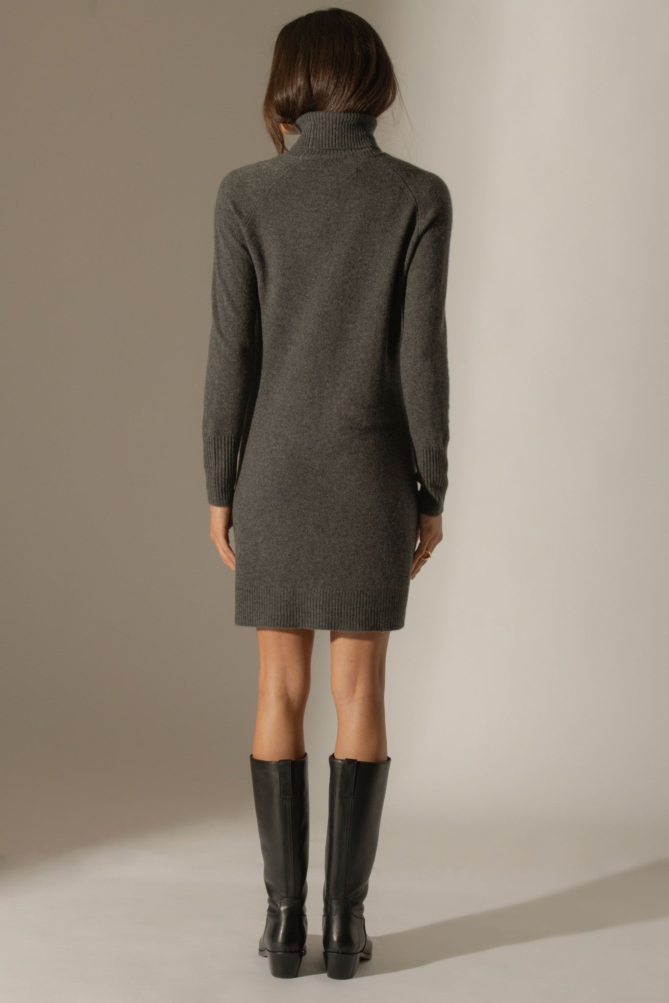 amanda robe col roulé anthracite chiné 100% cachemire