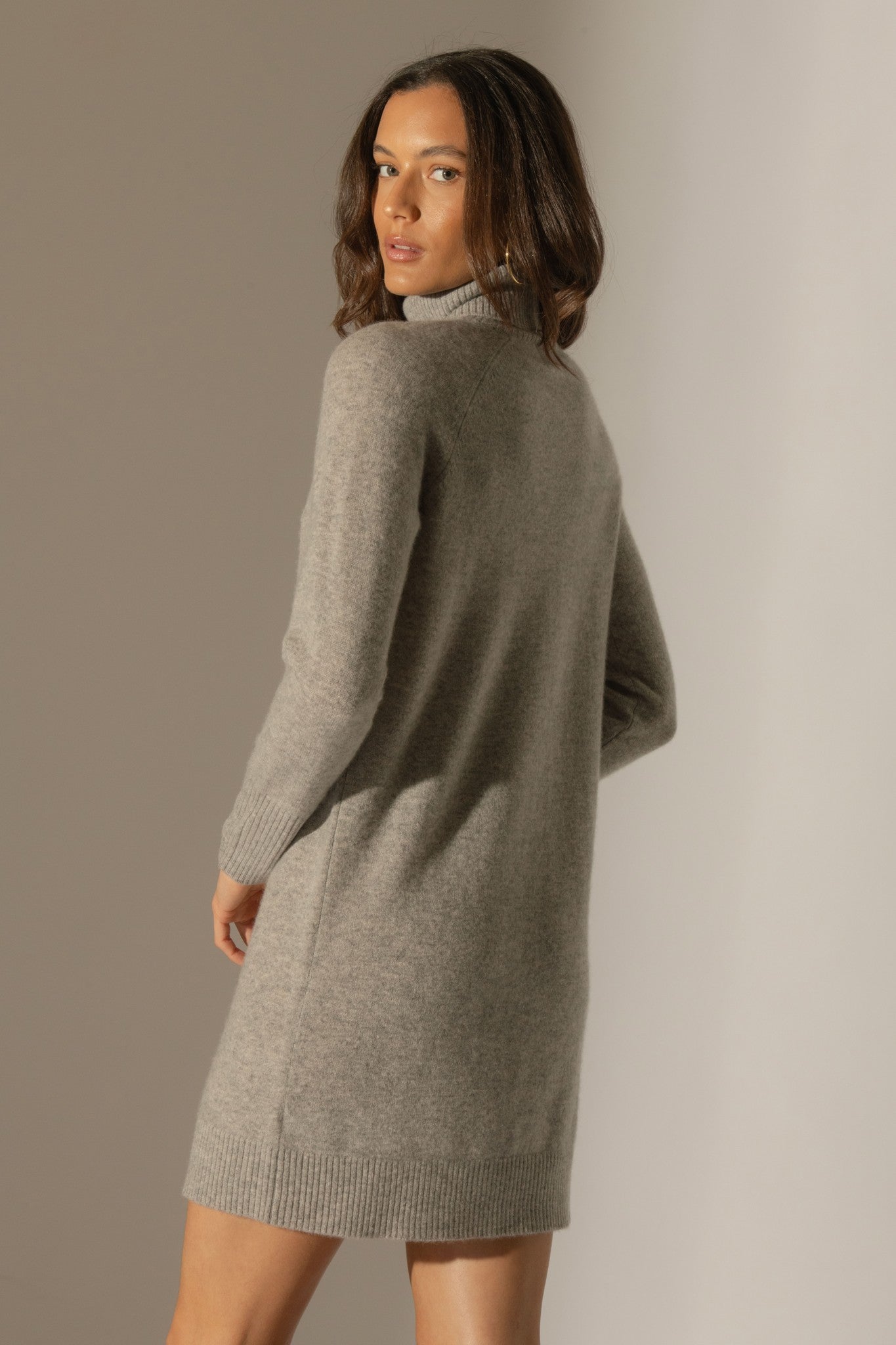 amanda robe col roulé nuage chiné 100% cachemire
