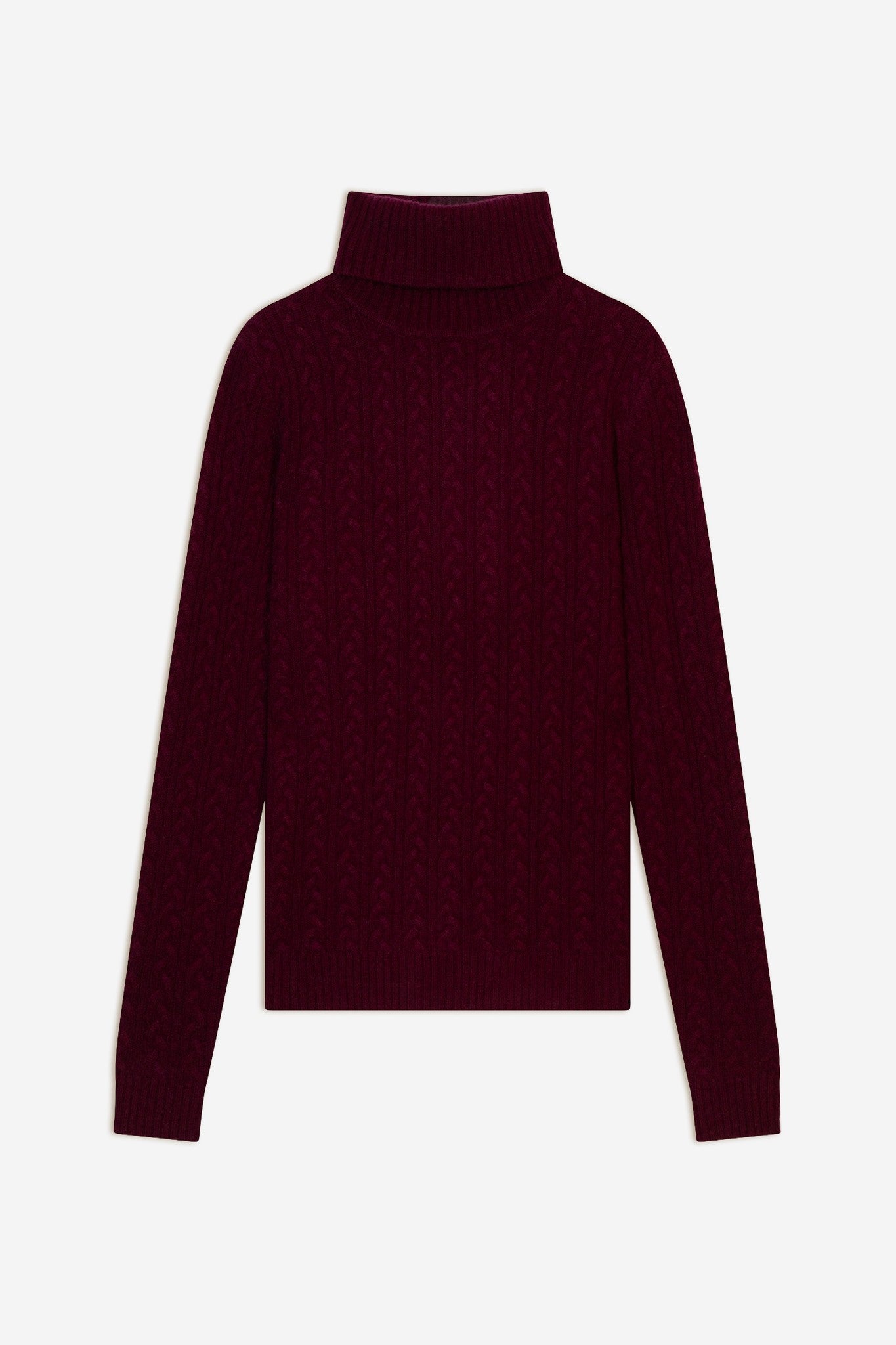 amelia pull col roulé 4 fils bordeaux 100% cachemire
