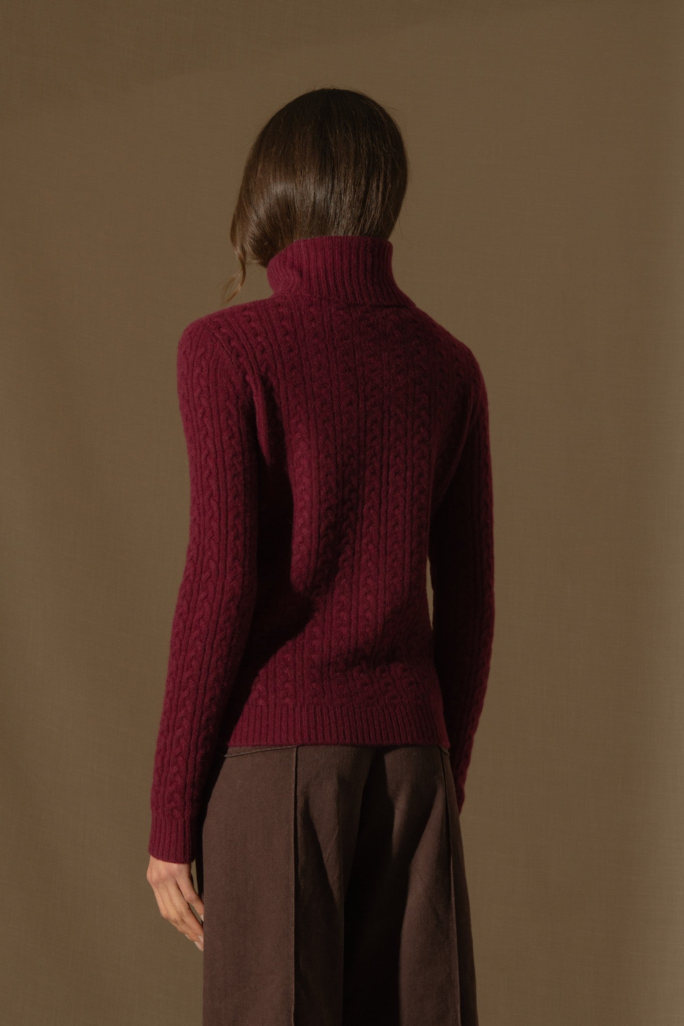 amelia pull col roulé 4 fils bordeaux 100% cachemire