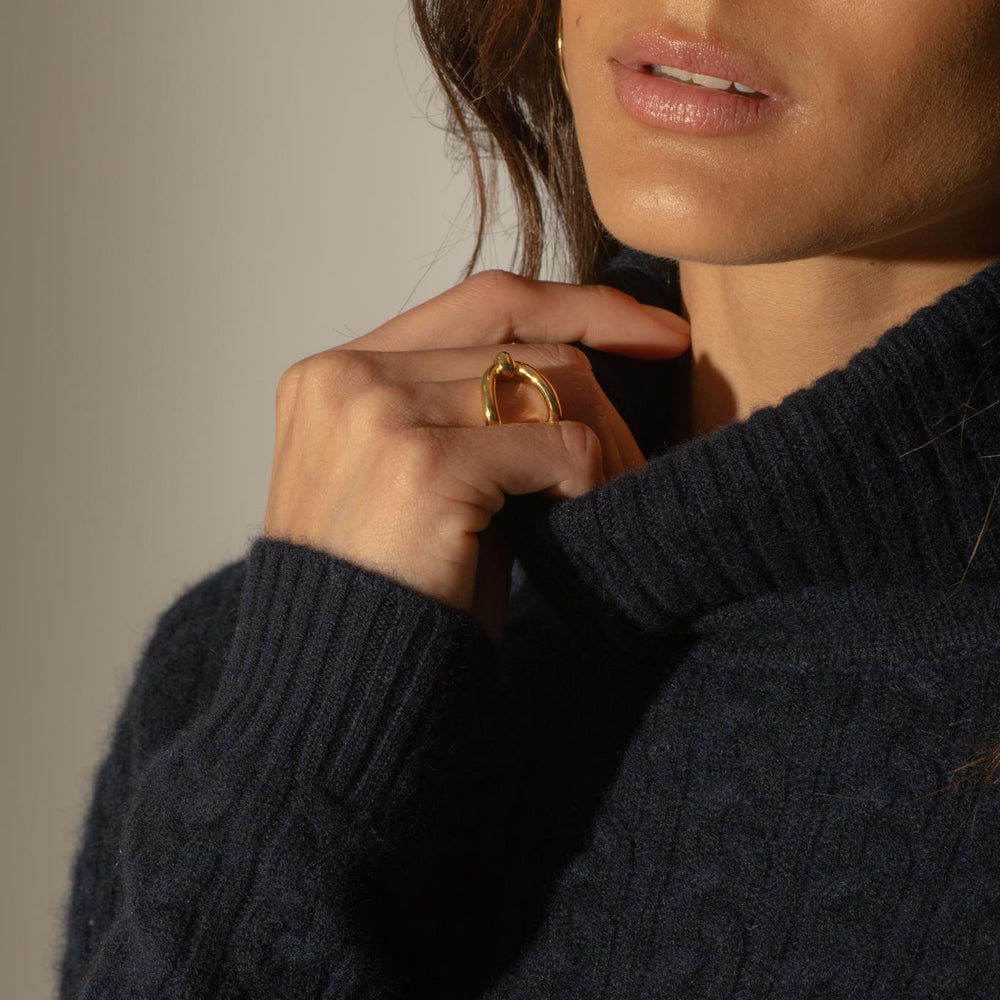 AMELIA pull col roulé 4 fils navy 100% cachemire