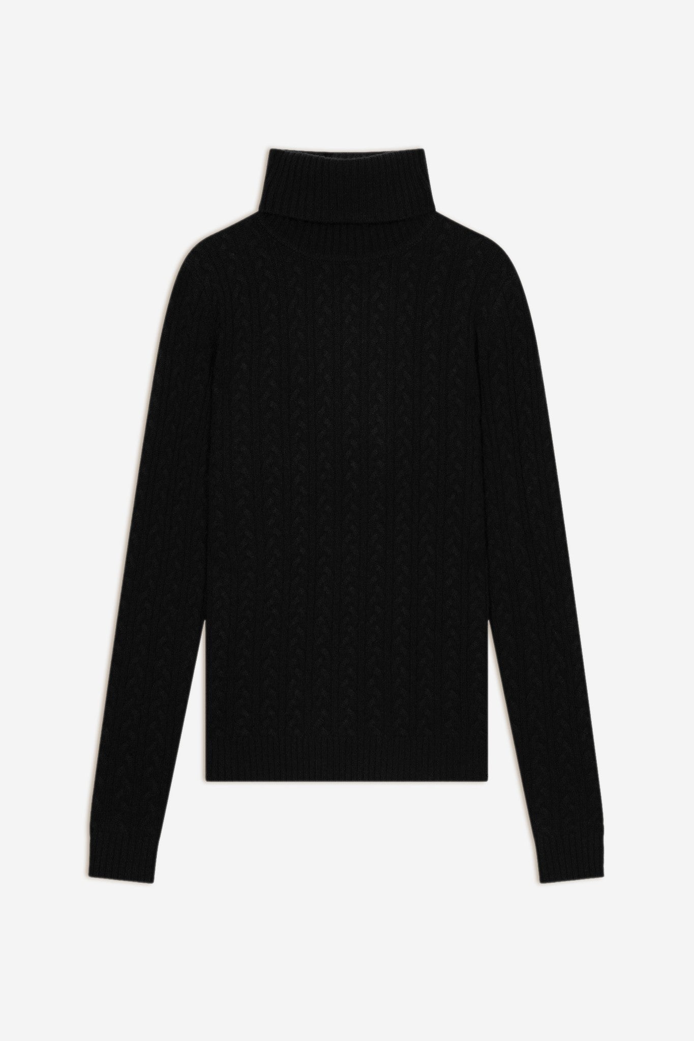 amelia pull col roulé 4 fils noir 100% cachemire