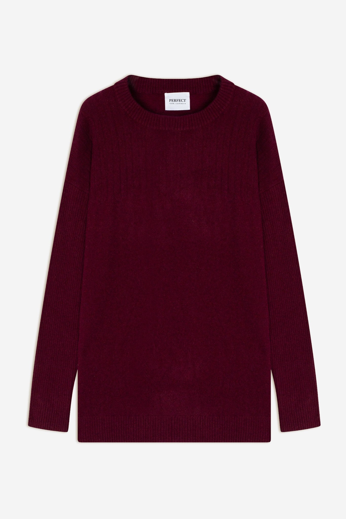 amvira pull col rond bordeaux 100% cachemire