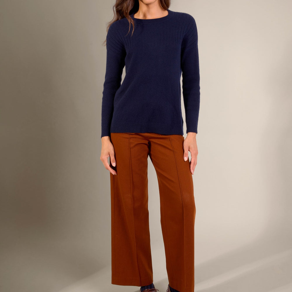 amvira pull col rond navy 100% cachemire