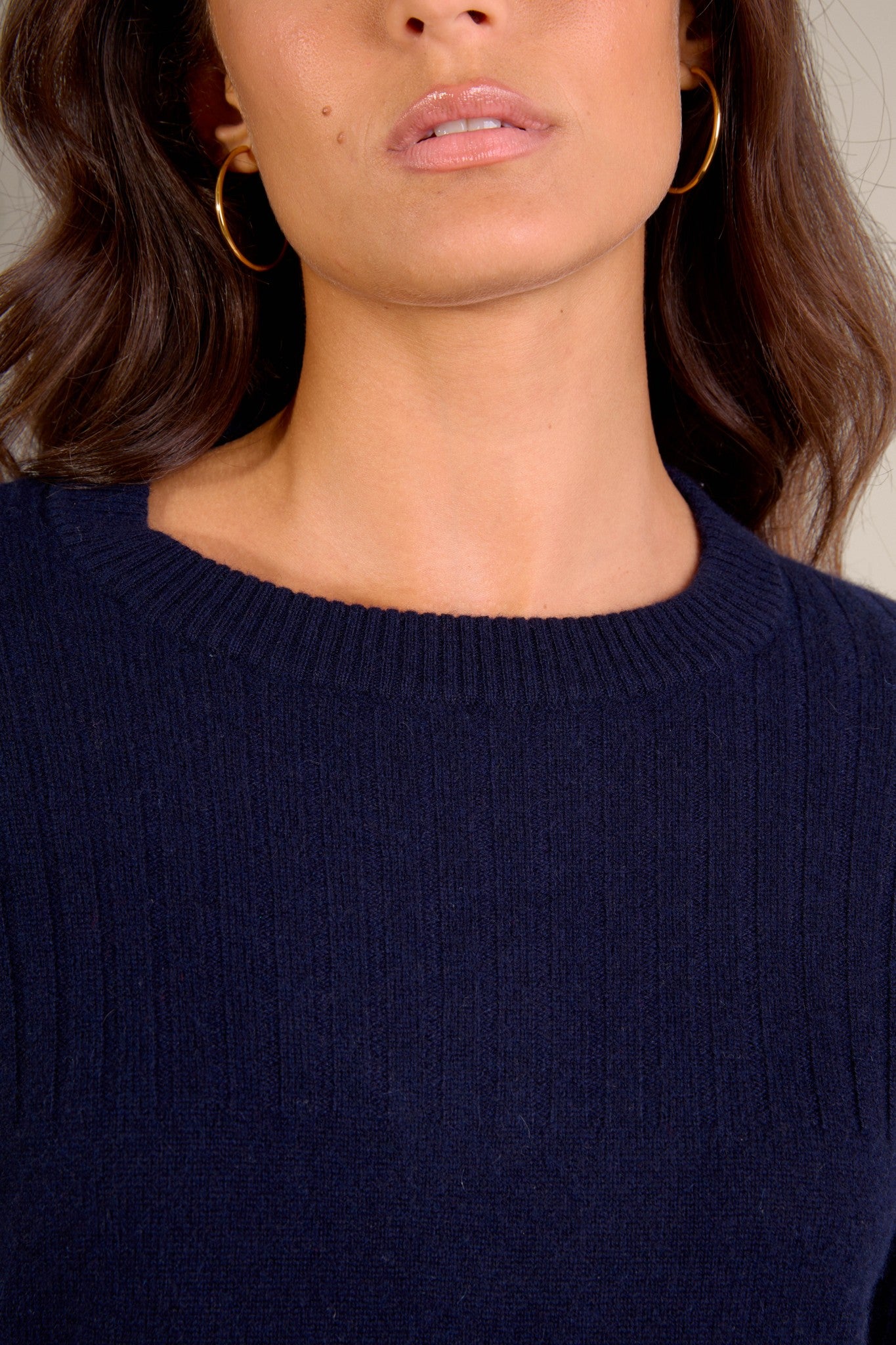 amvira pull col rond navy 100% cachemire