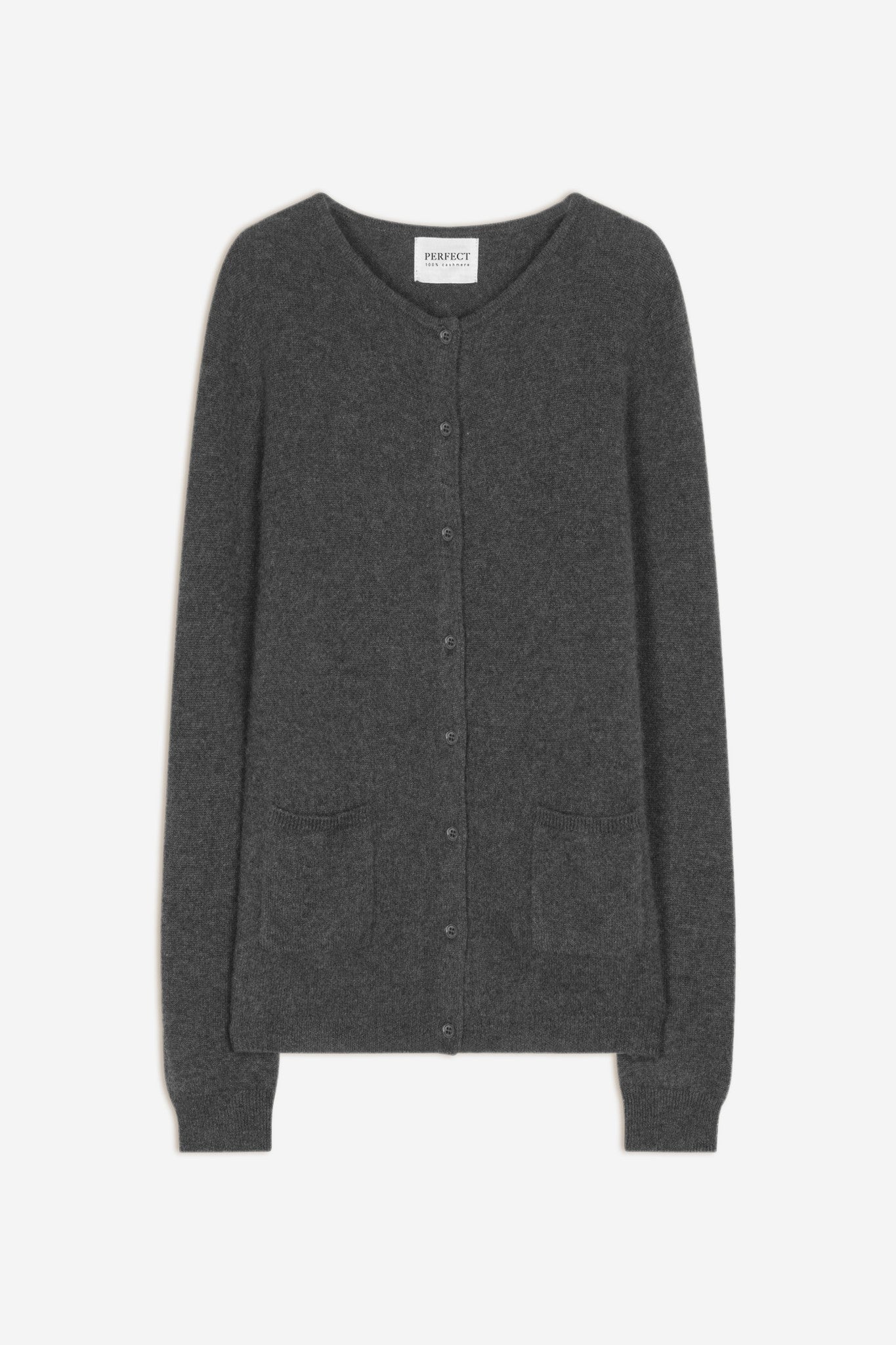 amy cardigan col rond anthracite chiné 100% cachemire
