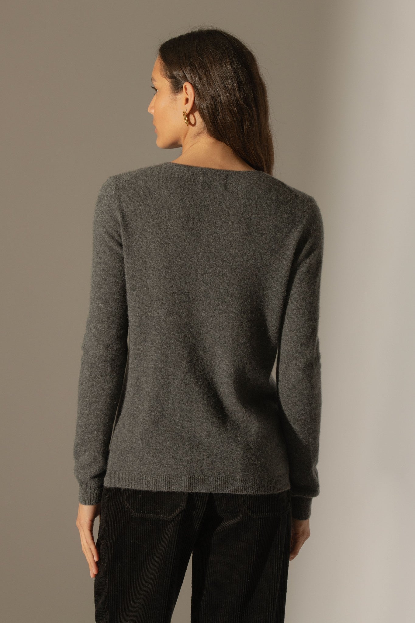 amy cardigan col rond anthracite chiné 100% cachemire