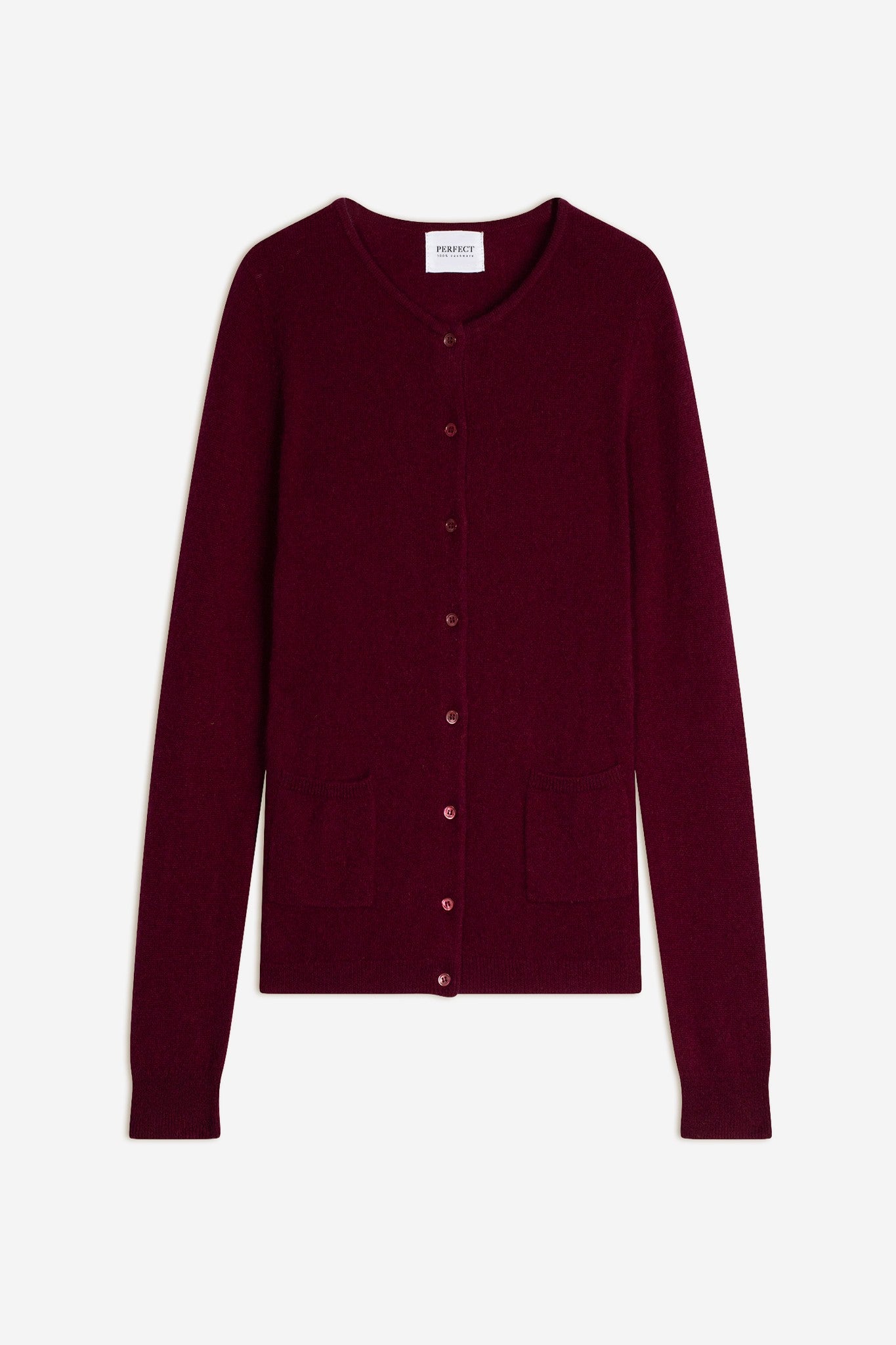 amy cardigan col rond bordeaux 100% cachemire