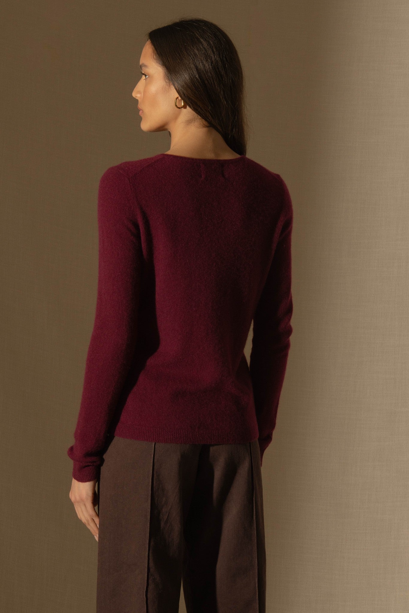 amy cardigan col rond bordeaux 100% cachemire