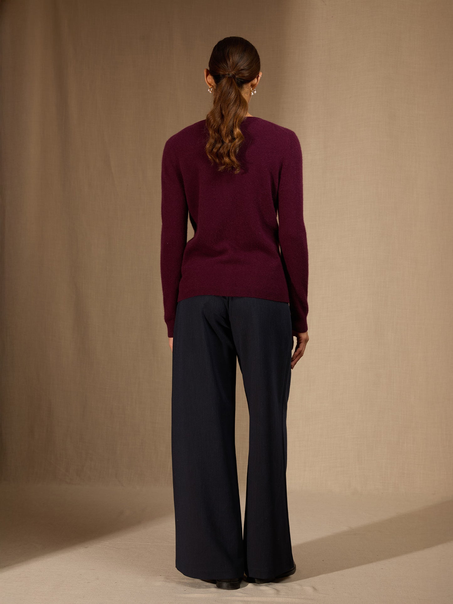 AMY cardigan col rond mûre 100% cachemire