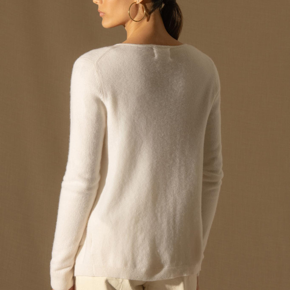 AMY cardigan col rond neige 100% cachemire