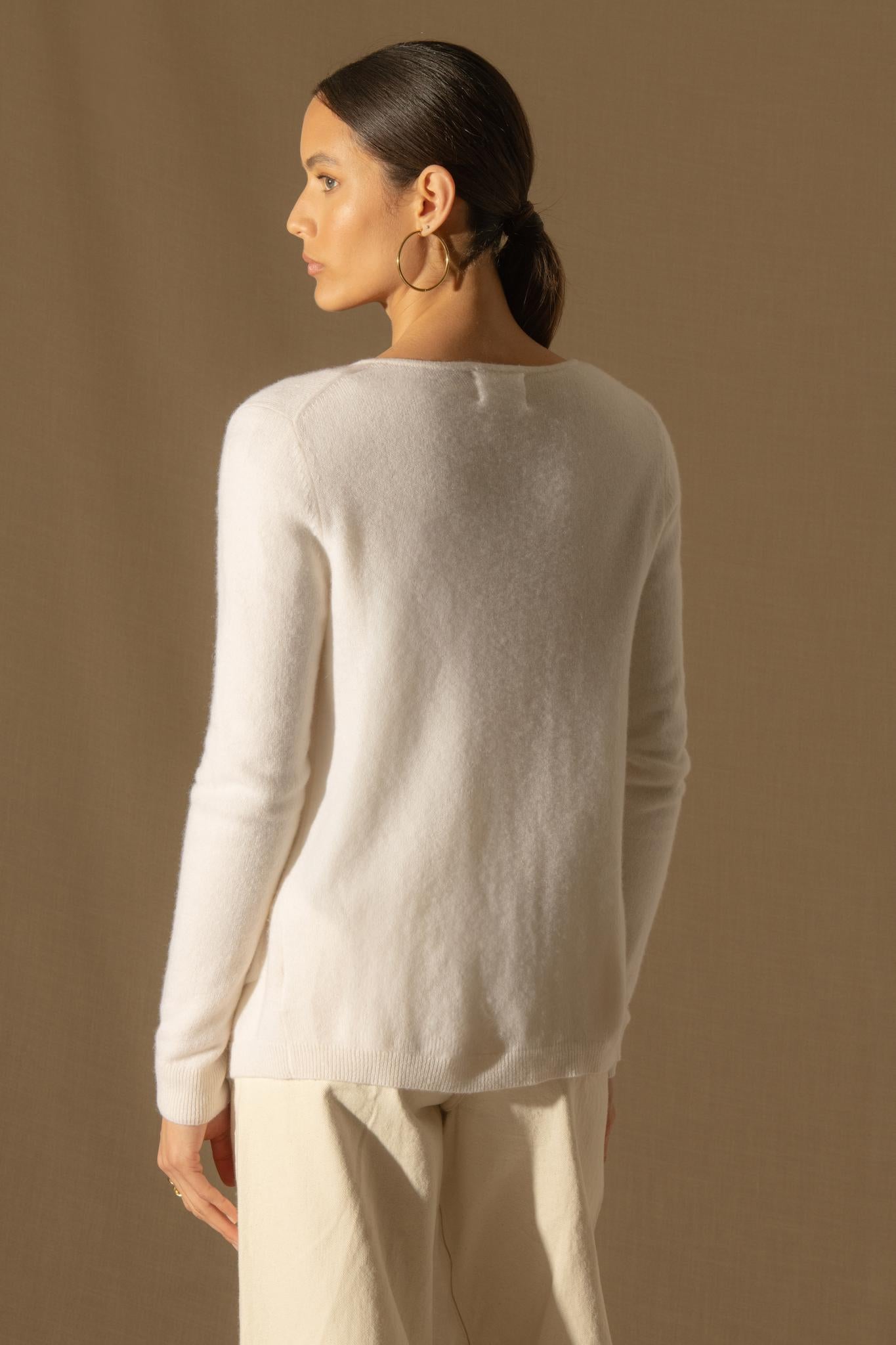 AMY cardigan col rond neige 100% cachemire