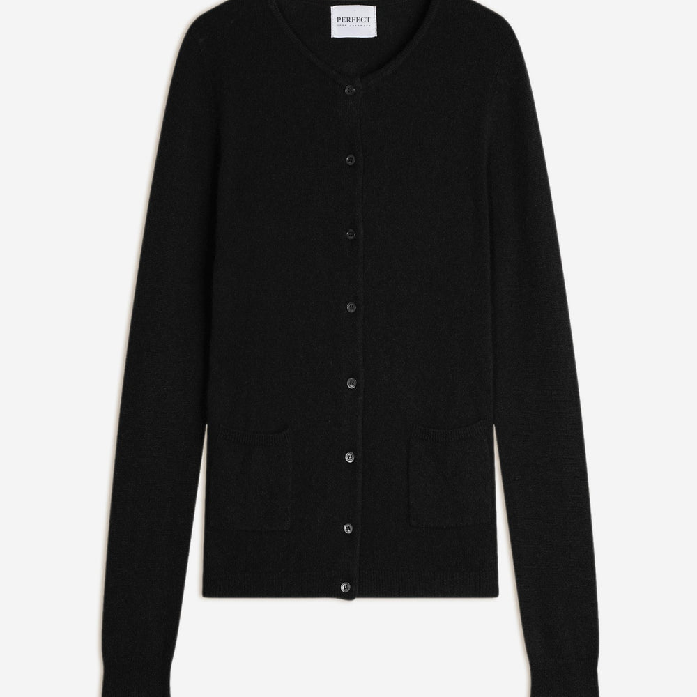 amy cardigan col rond noir 100% cachemire