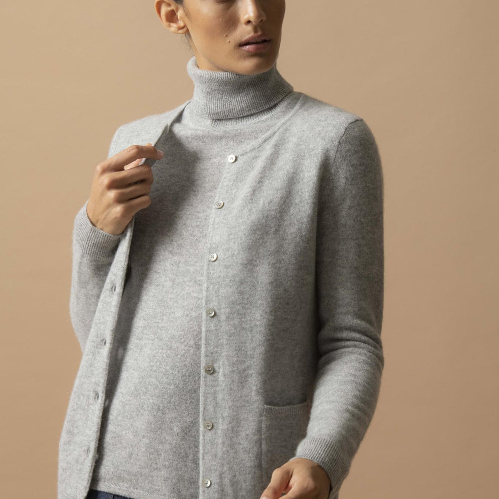 AMY cardigan col rond nuage chiné 100% cachemire