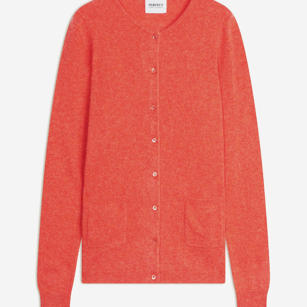 amy cardigan col rond orange chiné 100% cachemire