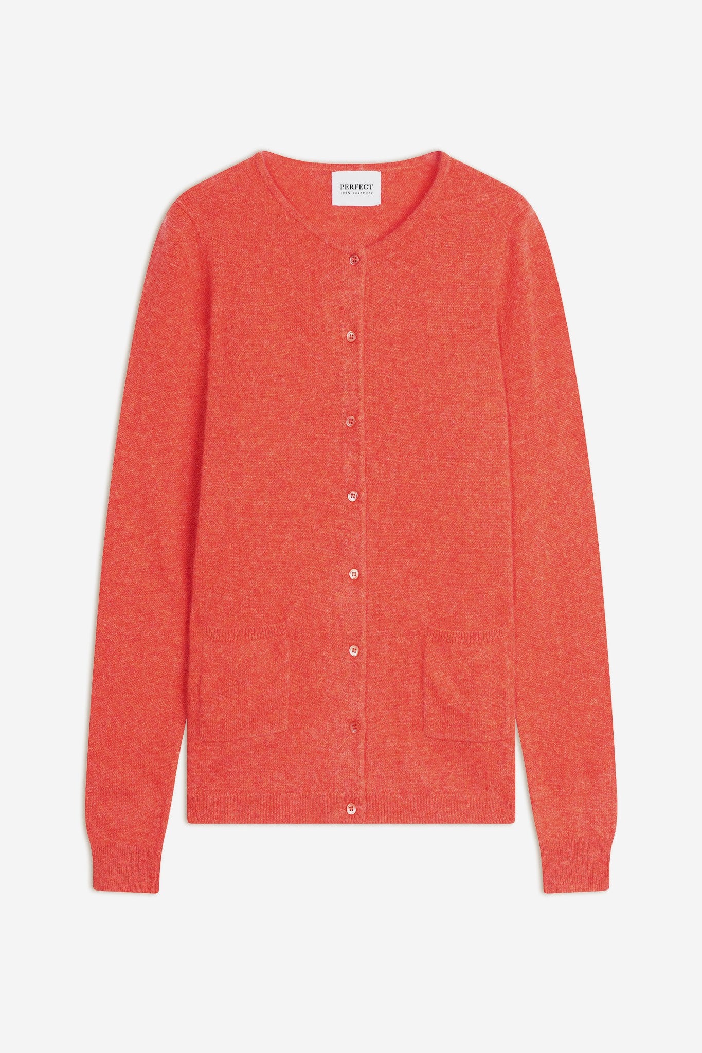 amy cardigan col rond orange chiné 100% cachemire
