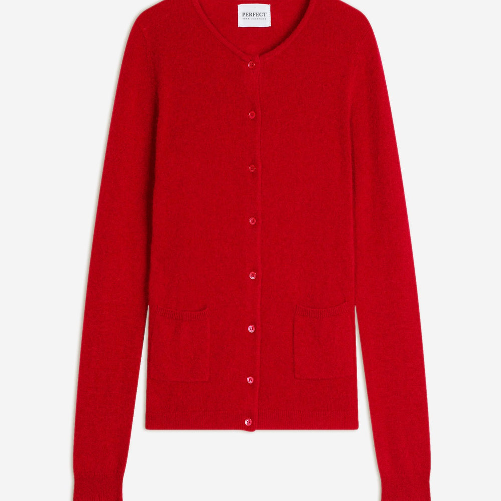 amy cardigan col rond rouge 100% cachemire