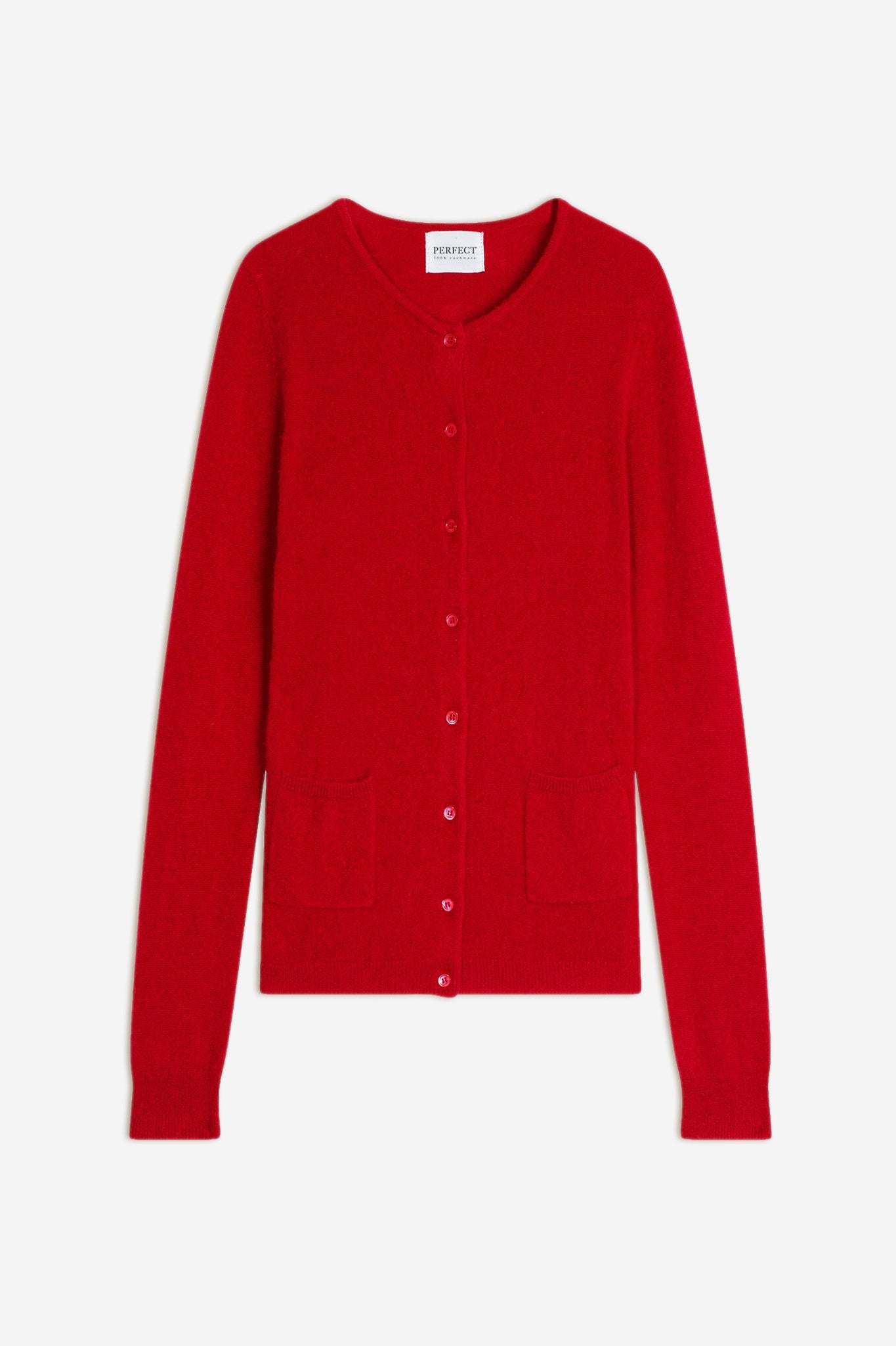 amy cardigan col rond rouge 100% cachemire
