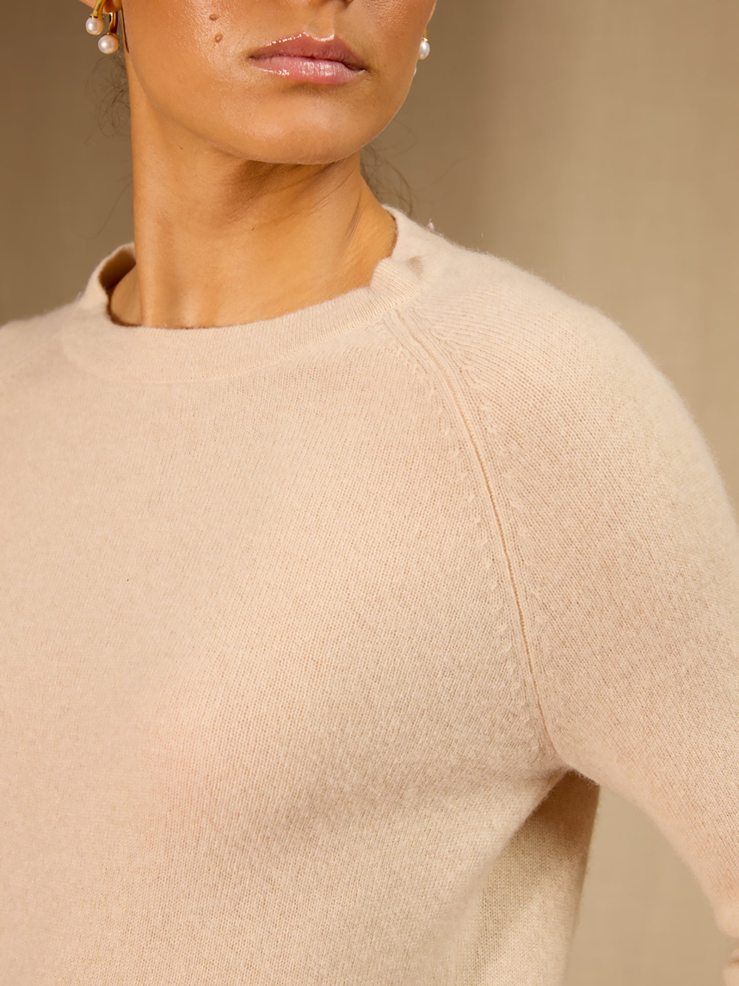 AMY cardigan col rond sable 100% cachemire