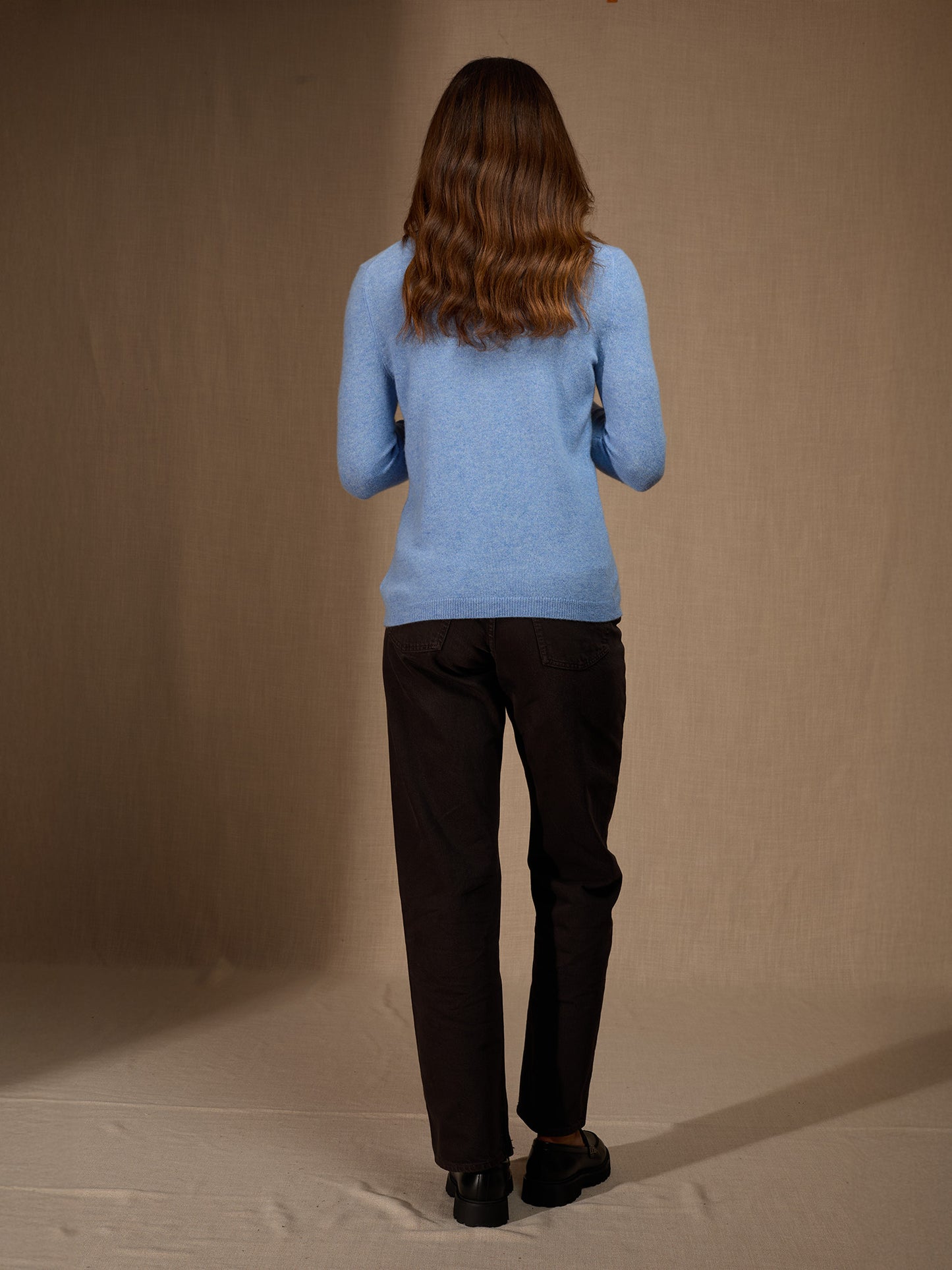 AMY cardigan col rond sky 100% cachemire