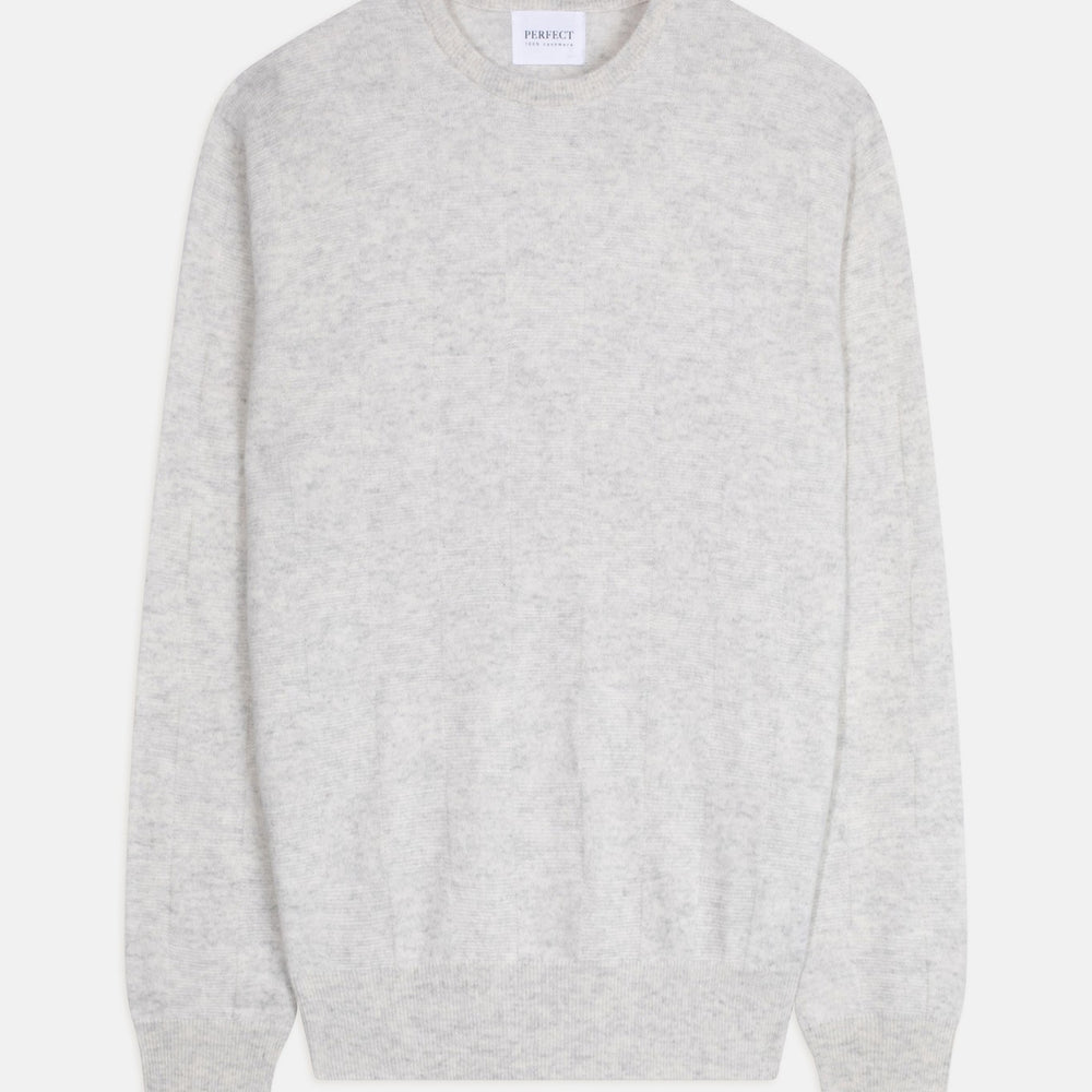 andy pull col rond gris perle chiné 100% cachemire