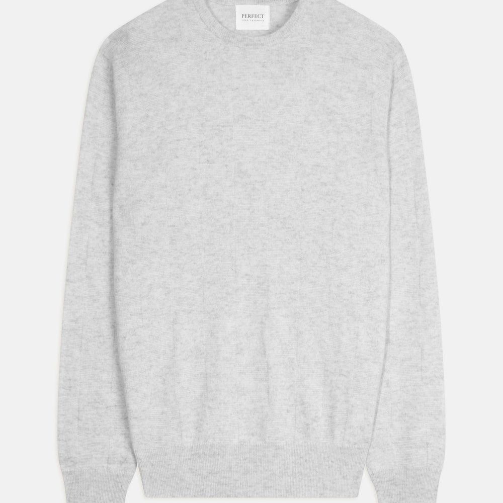 andy pull col rond gris perle chiné 100% cachemire