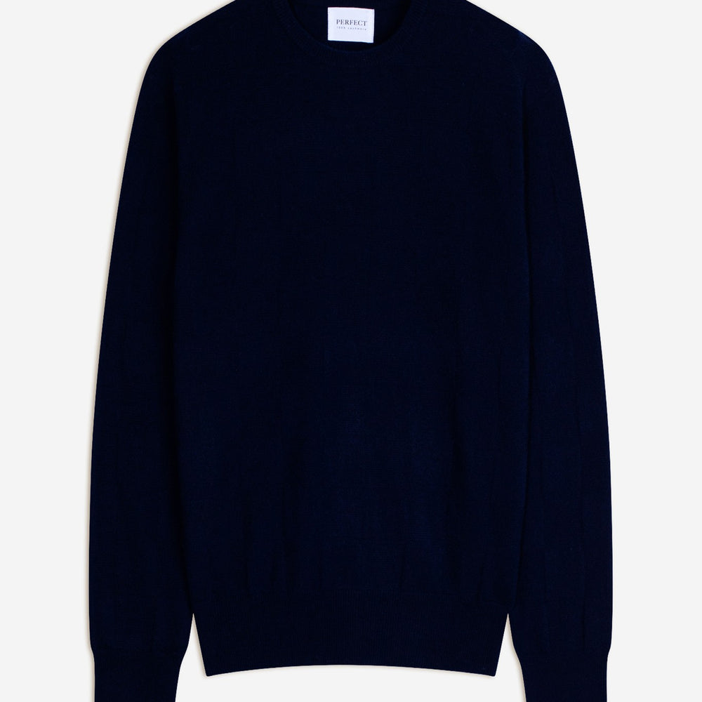 andy pull col rond navy 100% cachemire