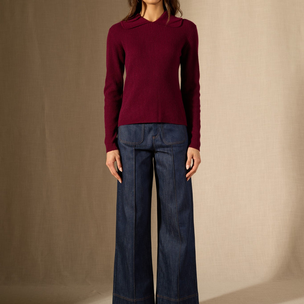 arlena pull col claudine bordeaux 100% cachemire