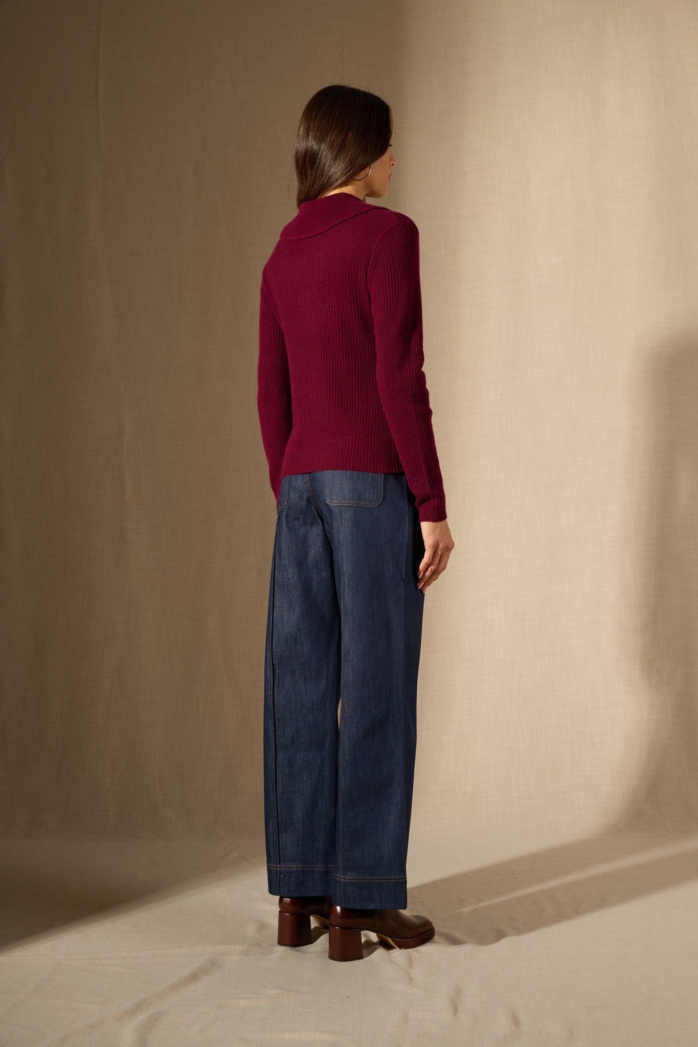 arlena pull col claudine bordeaux 100% cachemire