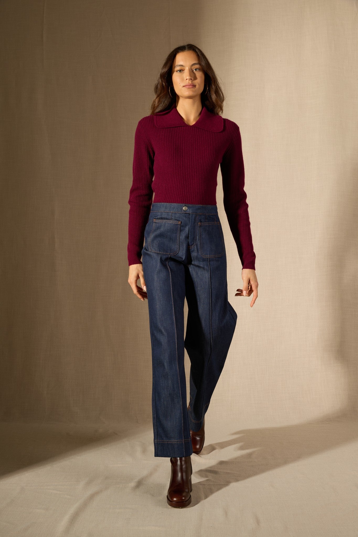 arlena pull col claudine bordeaux 100% cachemire