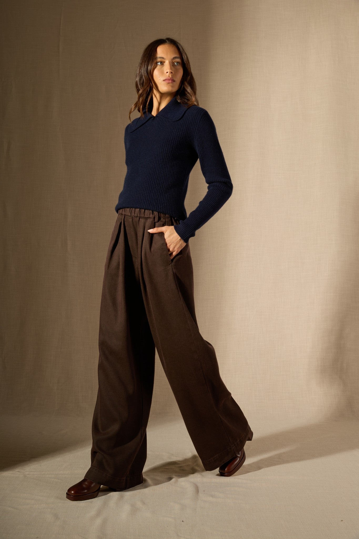 arlena pull col claudine navy 100% cachemire