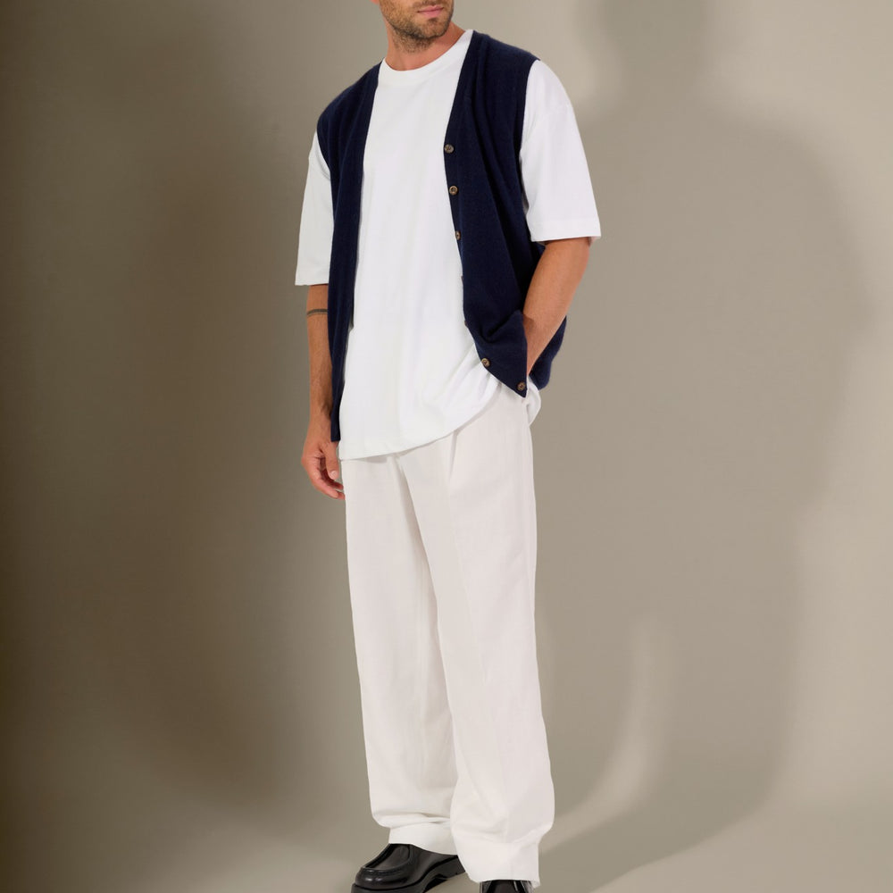 arthur cardigan col v sans manches navy 100% cachemire