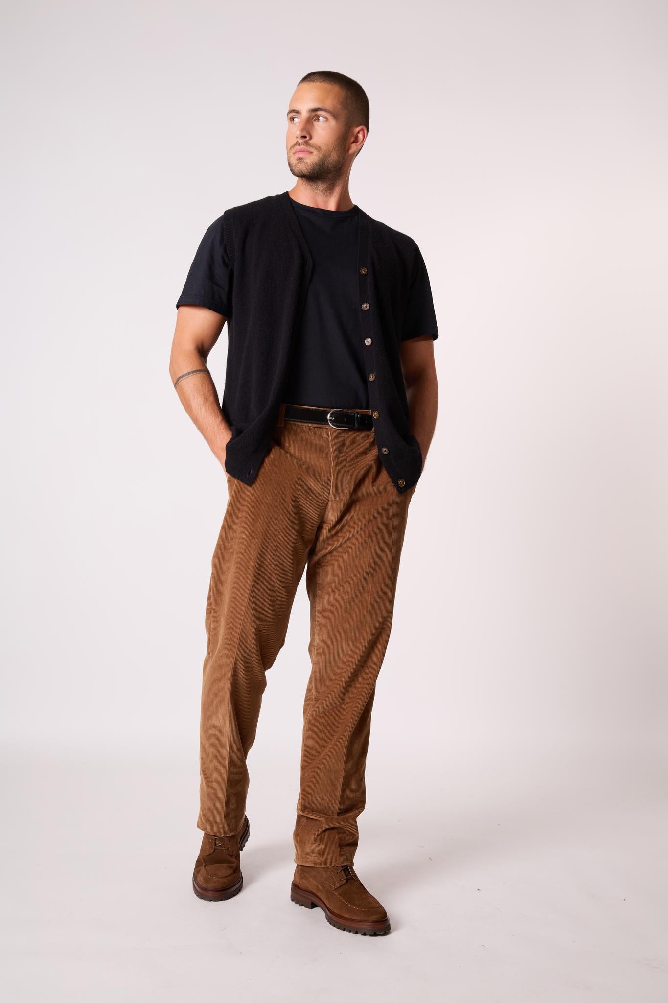 ARTHUR cardigan col v sans manches noir 100% cachemire
