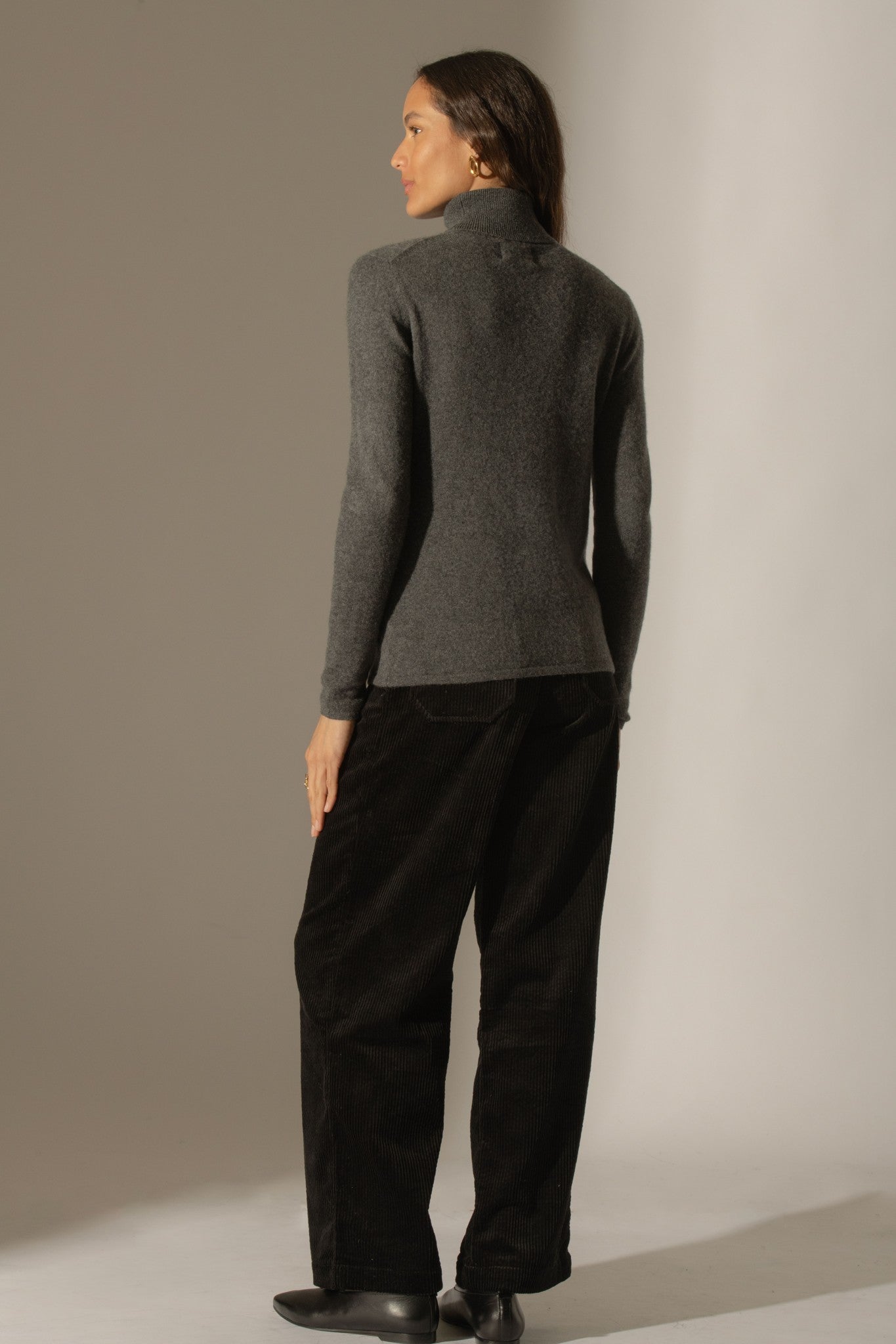 ashley pull col roulé anthracite chiné 100% cachemire