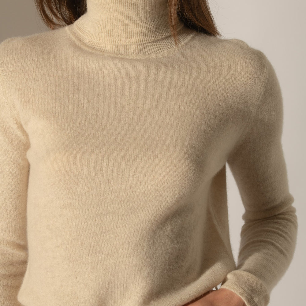 ashley pull col roulé avoine 100% cachemire