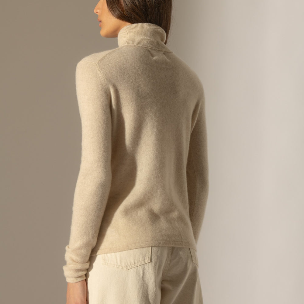 ashley pull col roulé avoine 100% cachemire