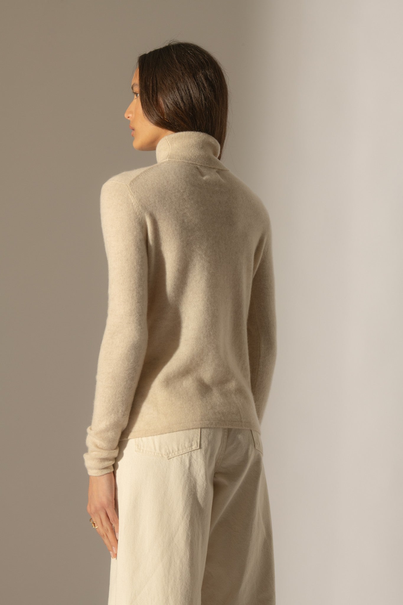 ashley pull col roulé avoine 100% cachemire