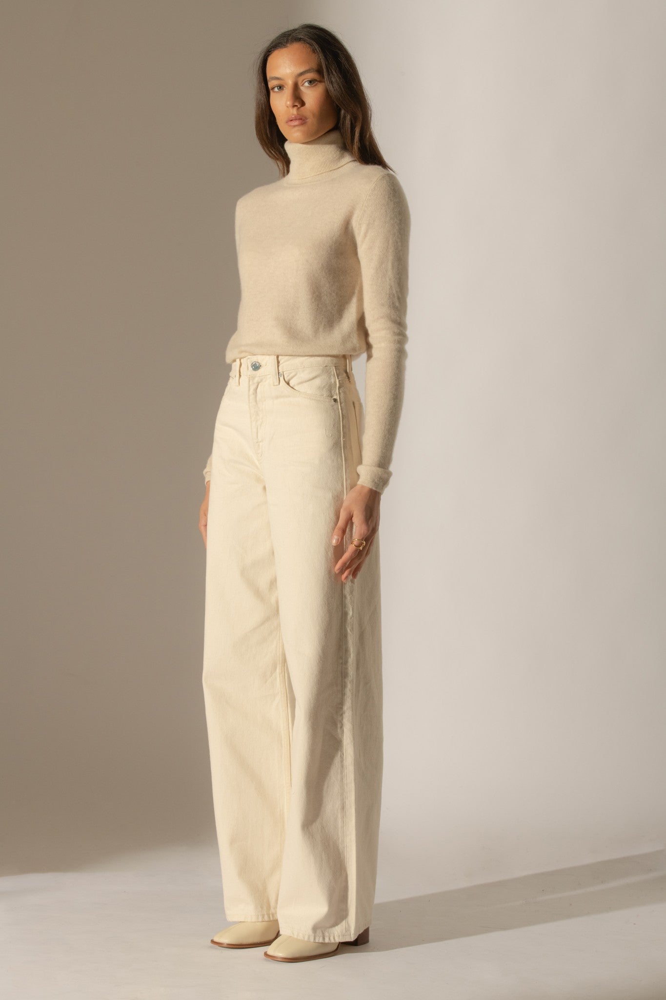 ashley pull col roulé avoine 100% cachemire