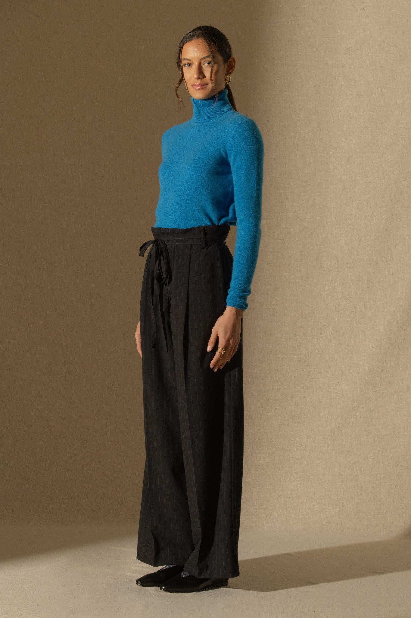 ashley pull col roulé azur 100% cachemire