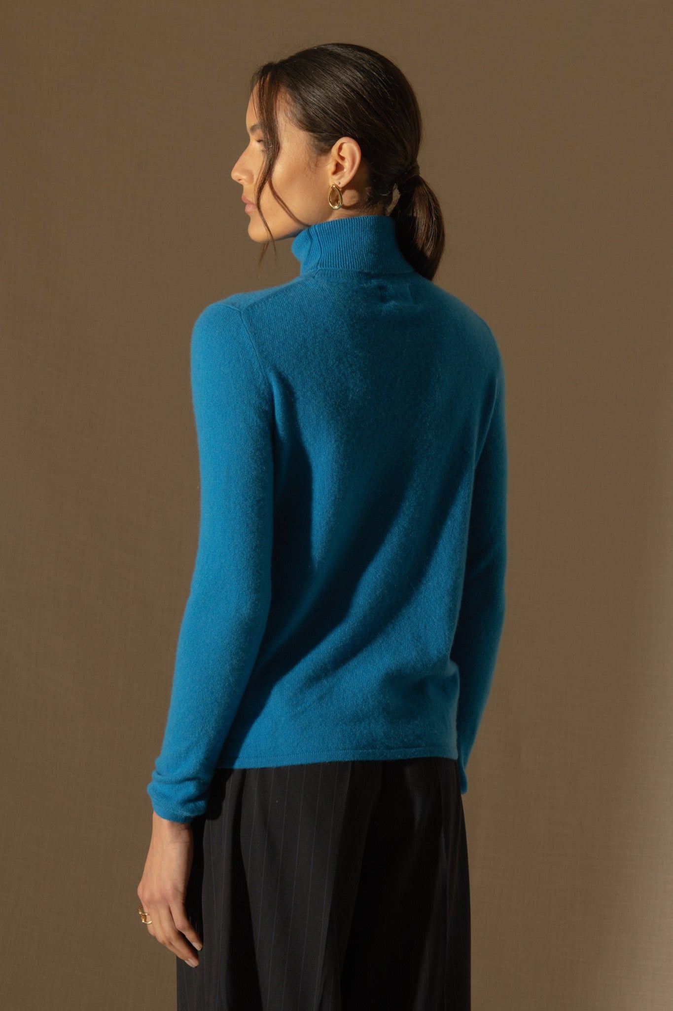 ashley pull col roulé azur 100% cachemire