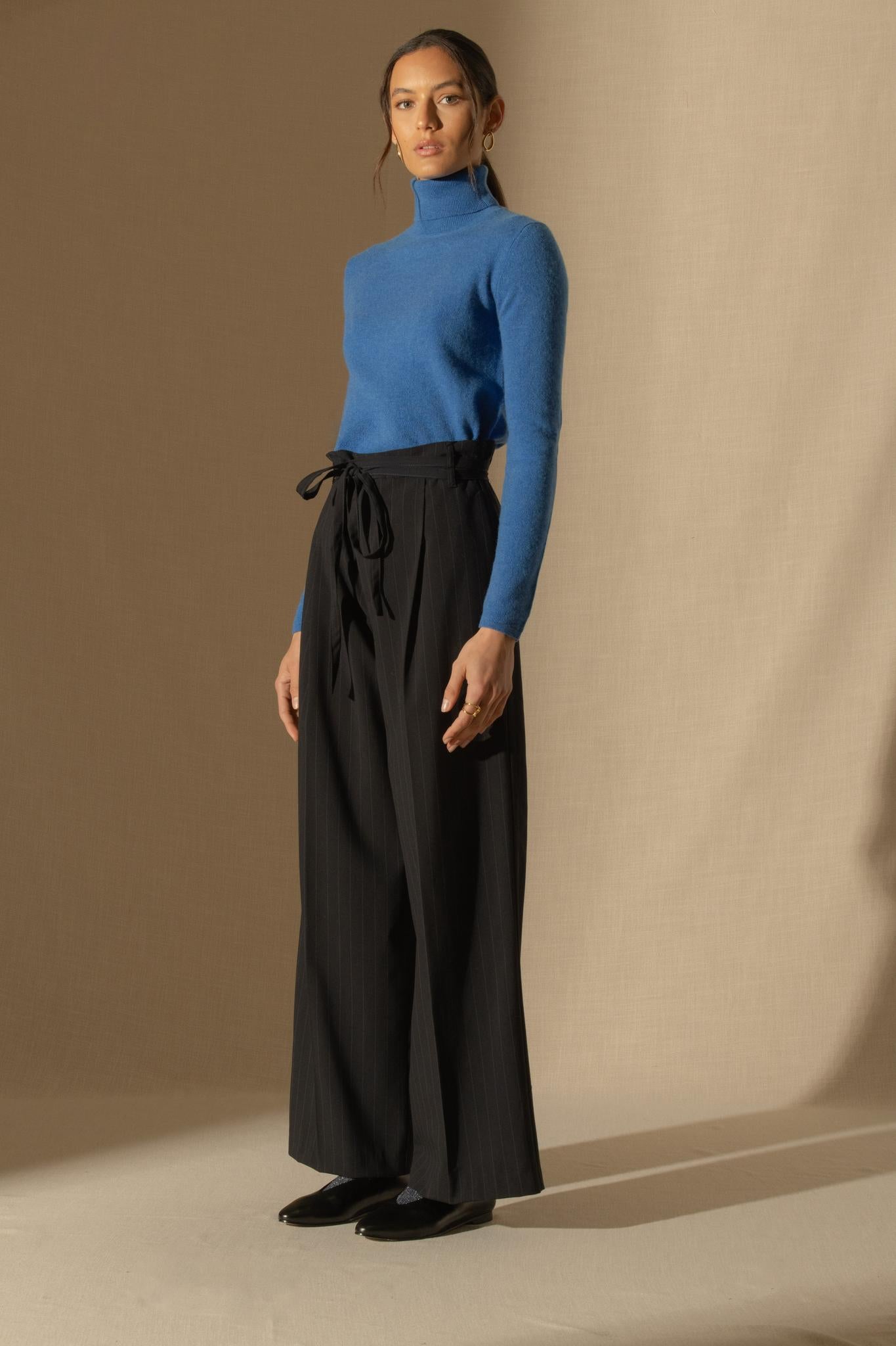 ASHLEY pull col roulé bleu électrique 100% cachemire